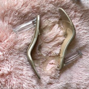 Perspex Lucite jelly strappy block sandals heels